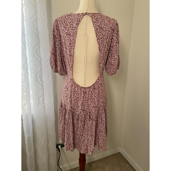 Free People Dancing in the Dark Dress Women’s Size Large Red Floral Drop Waist - Picture 4 of 9